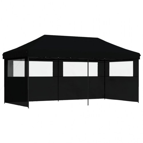 Foldbart pop-up festtelt med 3 sidevægge - sort, 580 × 292 cm
