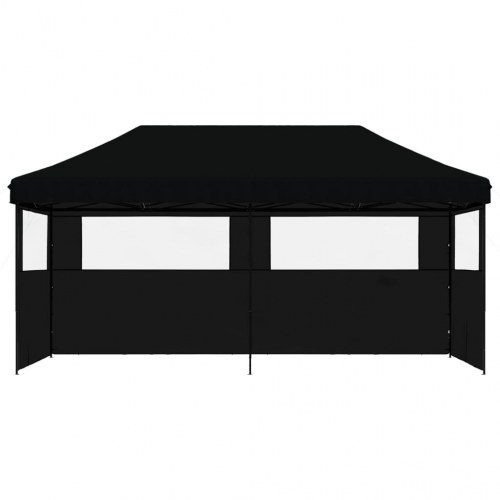 Foldbart pop-up festtelt med 3 sidevægge - sort, 580 × 292 cm