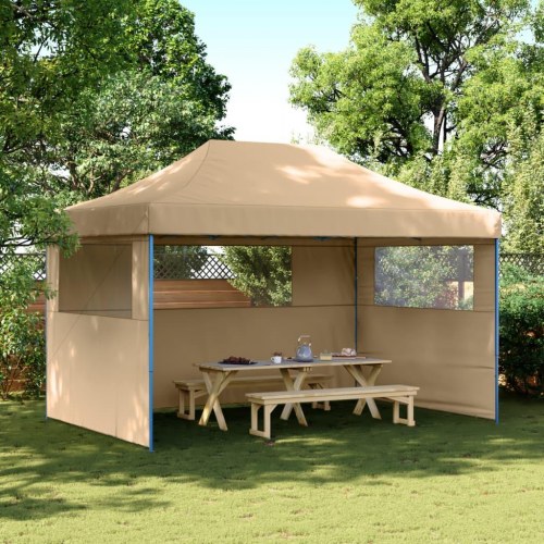 Foldbart pop-up festtelt med 3 sidevægge - beige