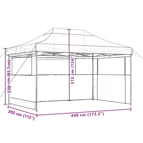 Foldbart pop-up festtelt med 3 sidevægge - beige