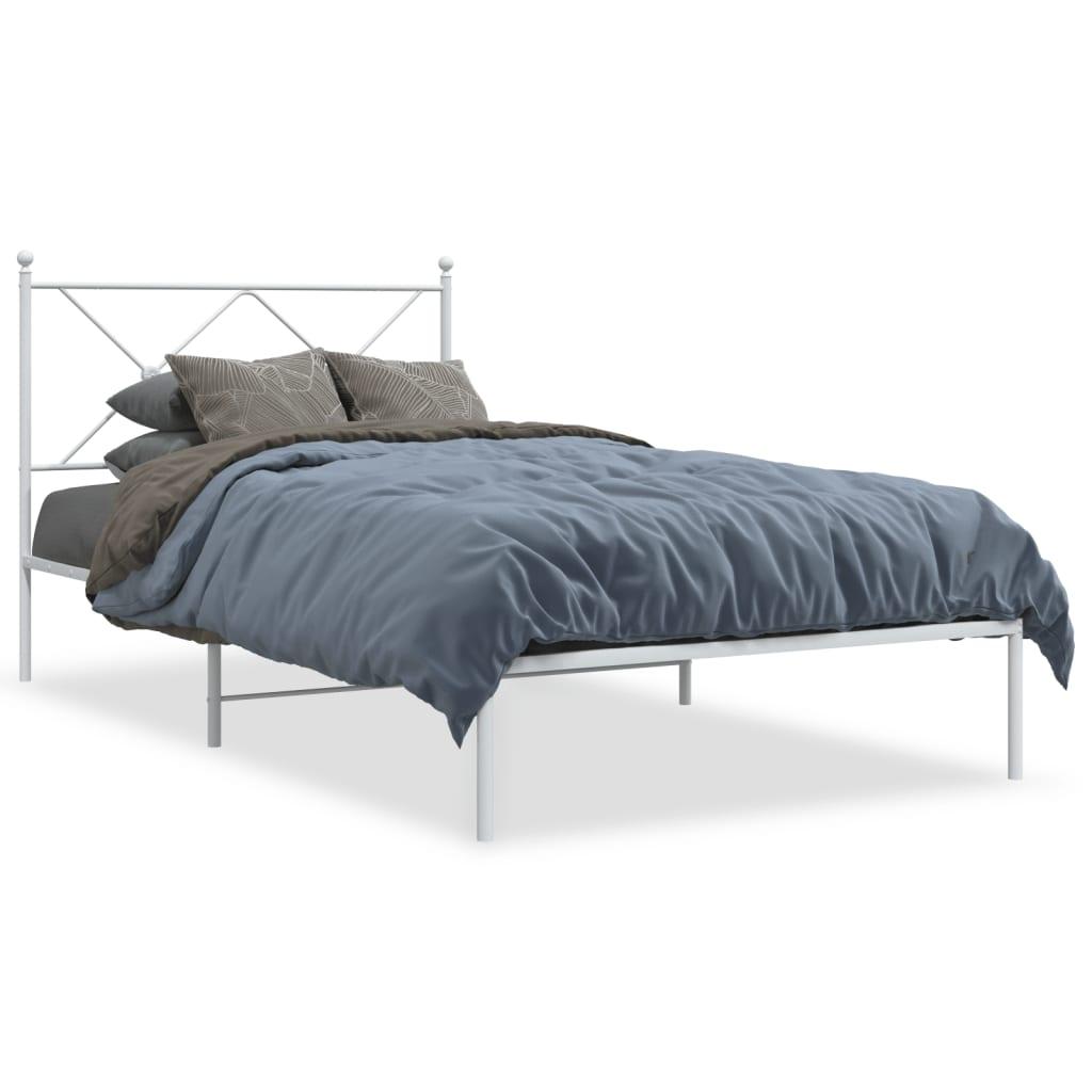 Sengeramme med sengegavl 100x190 cm metal hvid billede