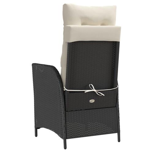 Havestol med justerbart ryglæn og fodstøtte polyrattan sort