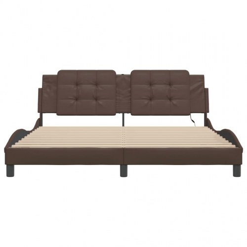 Sengeramme med LED uden madras Zadar 100x200 cm brun