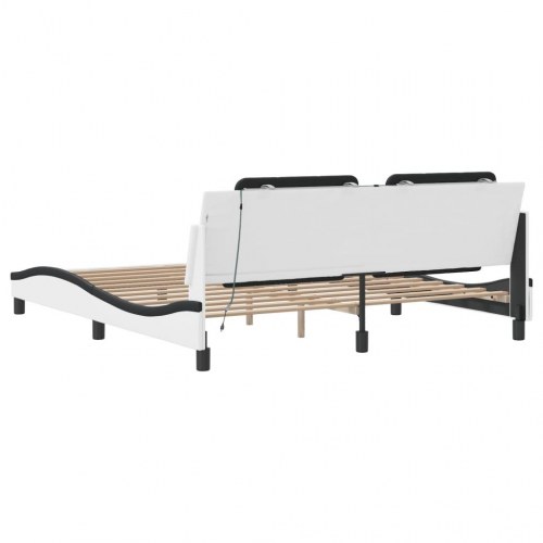 Sengeramme med LED Zadar 180 x 200 cm - sort og hvid