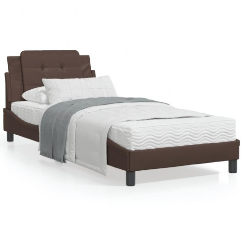 Sengeramme med LED uden madras Zadar 90x190 cm brun