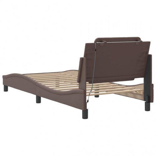 Sengeramme med LED uden madras Zadar 90x190 cm brun