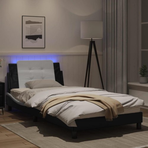 Sengeramme med LED Zadar 100 x 200 cm - sort og hvid