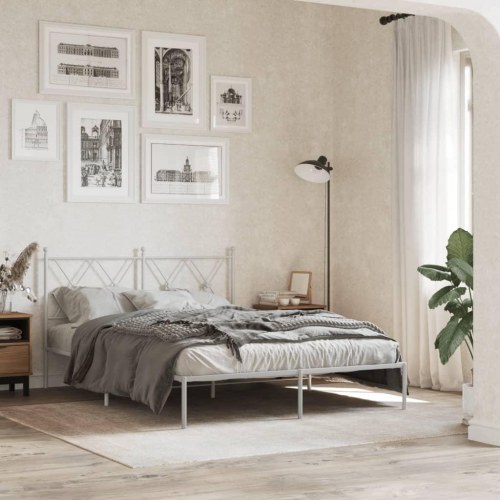 Sengeramme med sengegavl 140 x 190 cm - hvid