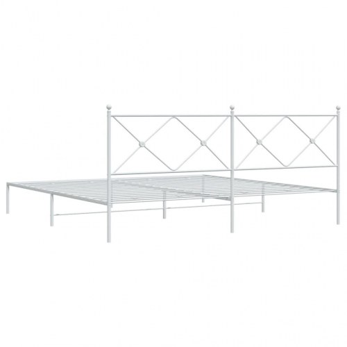 Sengeramme med sengegavl 200 x 200 cm - hvid