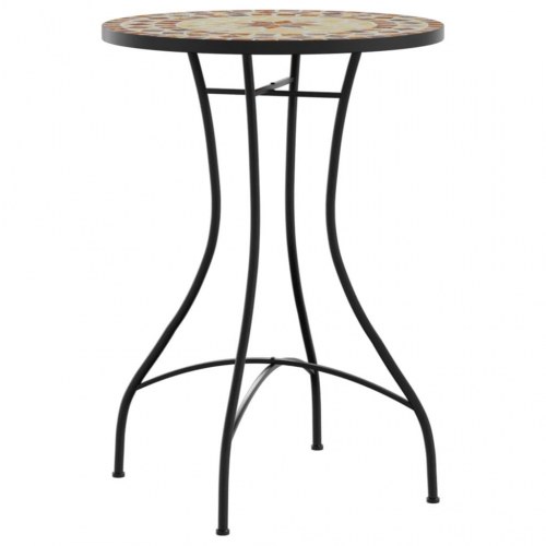 Bistrobord med mosaik Ø50 x 70 cm - keramik, terrakotta/hvid