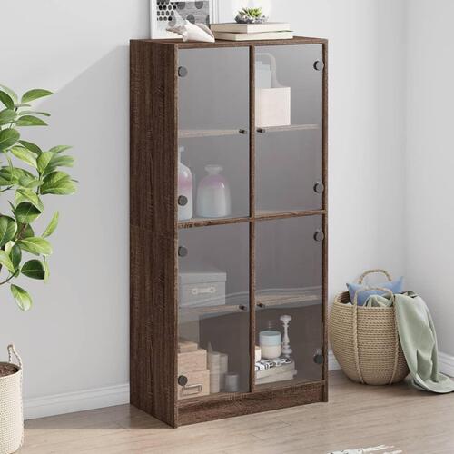 Skab med låger 68x37x142 cm konstrueret træ brun egetræsfarve