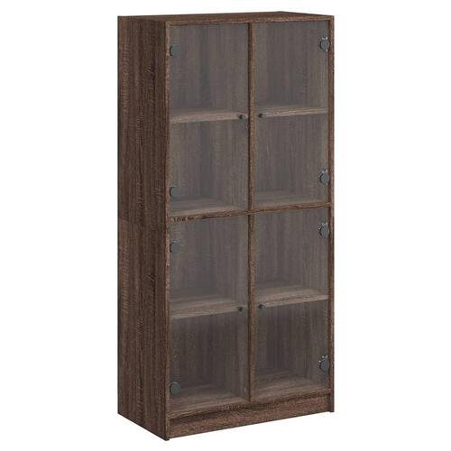 Skab med låger 68x37x142 cm konstrueret træ brun egetræsfarve