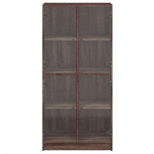 Skab med låger 68x37x142 cm konstrueret træ brun egetræsfarve