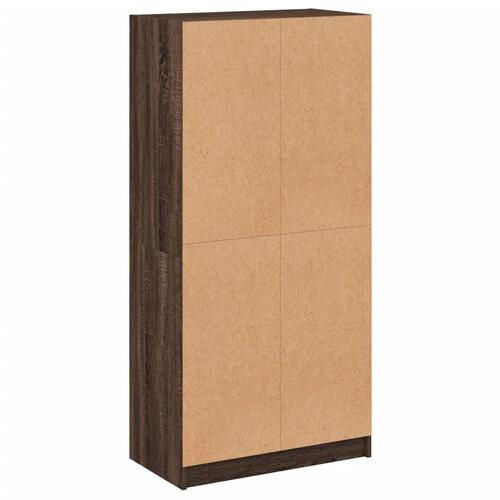 Skab med låger 68x37x142 cm konstrueret træ brun egetræsfarve