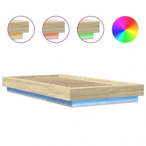 Sengeramme med LED-lys 100 x 200 cm - sonoma-eg