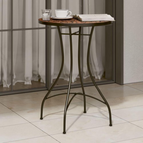 Bistrobord med mosaikdesign Ø50 × 70 cm - keramisk, terrakottafarvet