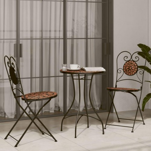 Bistrobord med mosaikdesign Ø50 × 70 cm - keramisk, terrakottafarvet