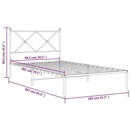 Sengeramme med sengegavl 100 x 200 cm - hvid