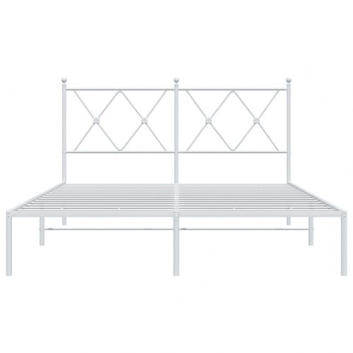 Sengeramme med sengegavl 140x200 cm - metal, hvid
