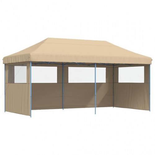 Foldbart pop-up festtelt med 3 sidevægge beige