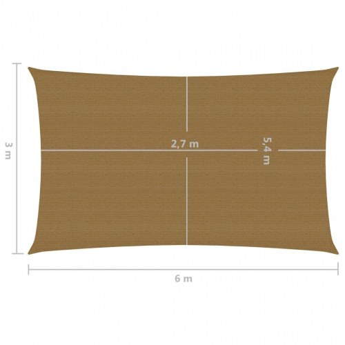 Solsejl 3×6 m HDPE 160 g/m² - gråbrun, rektangulært