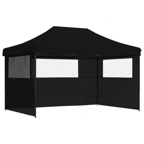 Foldbart pop-up festtelt med 3 sidevægge - sort, 440 × 292 cm