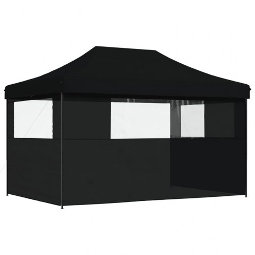 Foldbart pop-up festtelt med 3 sidevægge - sort, 440 × 292 cm