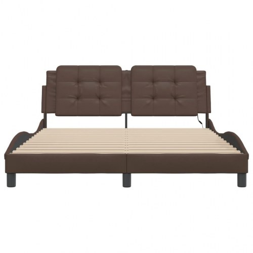 Sengeramme med LED uden madras Zadar 160x200 cm brun