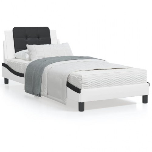 Sengeramme med LED Zadar 90 x 200 cm - hvid/sort