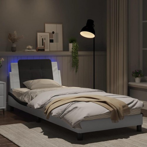 Sengeramme med LED Zadar 80 x 200 cm - hvid og sort