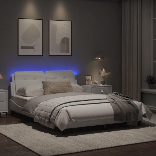 Sengeramme med LED Zadar 120 x 200 cm uden madras - hvid