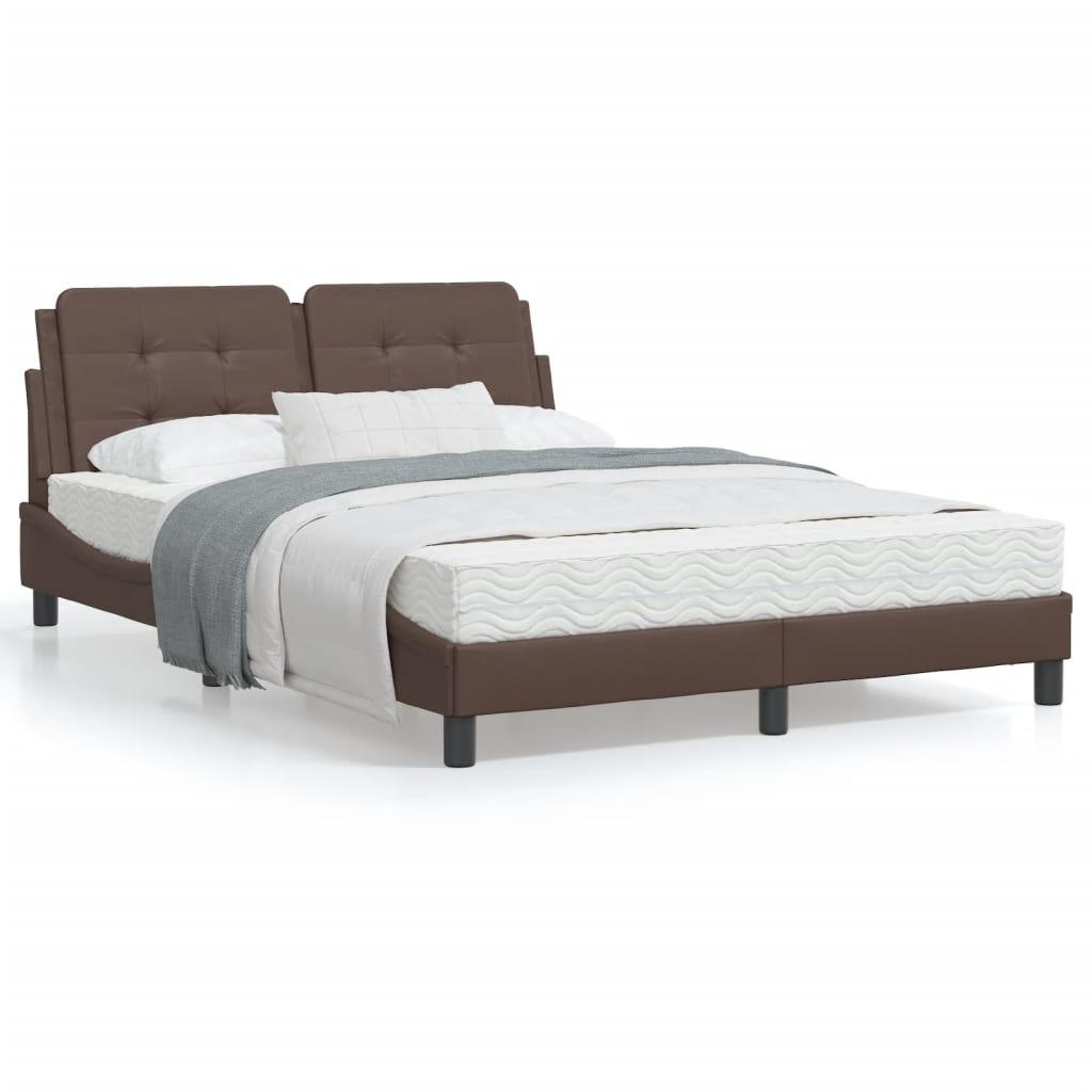 Sengeramme med LED uden madras Zadar 140x200 cm brun