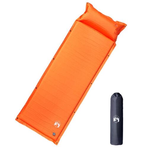1-personers campingmadras med pude selvoppustelig orange