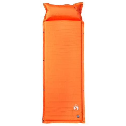 1-personers campingmadras med pude selvoppustelig orange