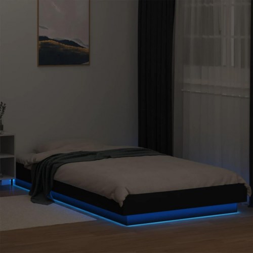 Sengeramme med LED-lys 90 x 190 cm - sort