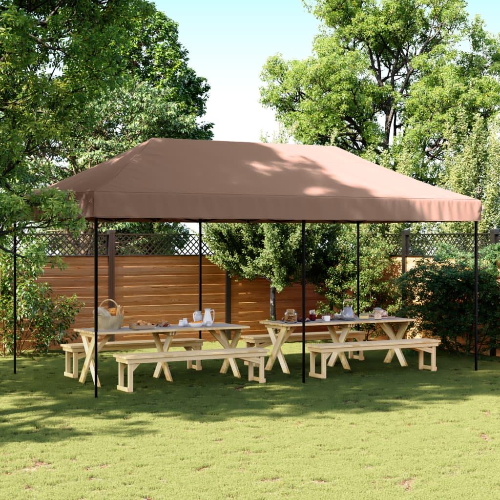 Foldbart pop up-festtelt 580x292x315 cm brun billede