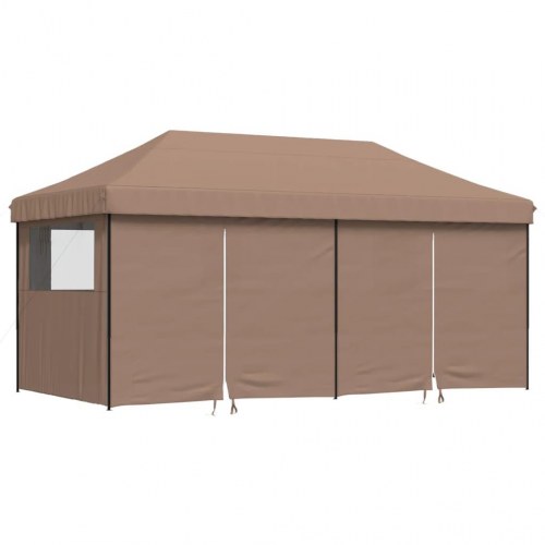 Foldbart pop-up festtelt med 4 sidevægge - brun, 580 × 292 cm