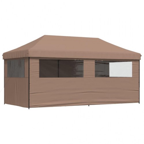 Foldbart pop-up festtelt med 4 sidevægge - brun, 580 × 292 cm