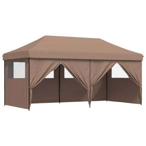 Foldbart pop-up festtelt med 4 sidevægge - brun, 580 × 292 cm