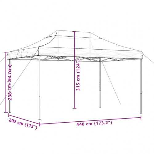 Foldbart pop up-festtelt 440 × 292 × 315 cm - bordeaux