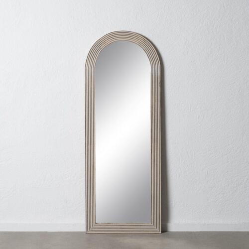 Påklædningsspejl Hvid Natur Krystal Mangotræ Træ MDF Vertikalt 64,8 x 3,8 x 172,7 cm