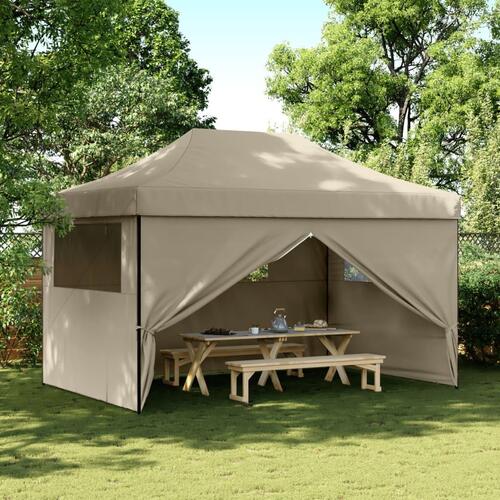 Foldbart pop up-festtelt med 4 sidevægge gråbrun
