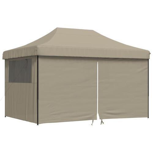 Foldbart pop up-festtelt med 4 sidevægge gråbrun