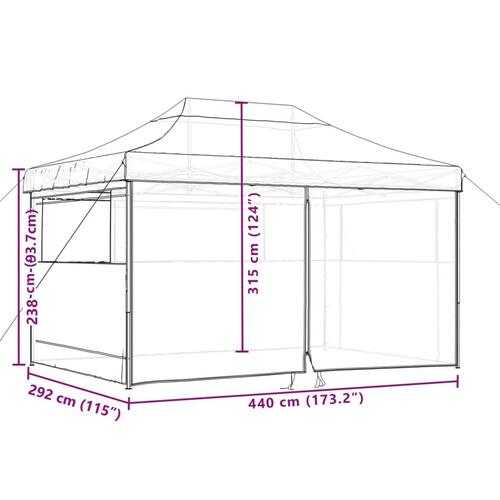 Foldbart pop up-festtelt med 4 sidevægge gråbrun