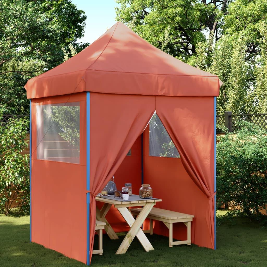 Foldbart pop-up festtelt med 4 sidevægge terracotta