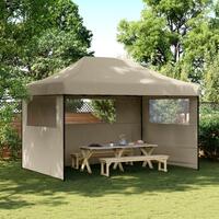 Foldbart pop up-festtelt med 3 sidevægge gråbrun