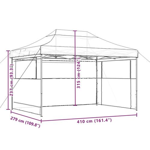 Foldbart pop up-festtelt med 3 sidevægge gråbrun