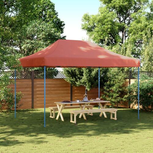 Pop op-festtelt 410x279x315 cm foldbart terracottafarvet