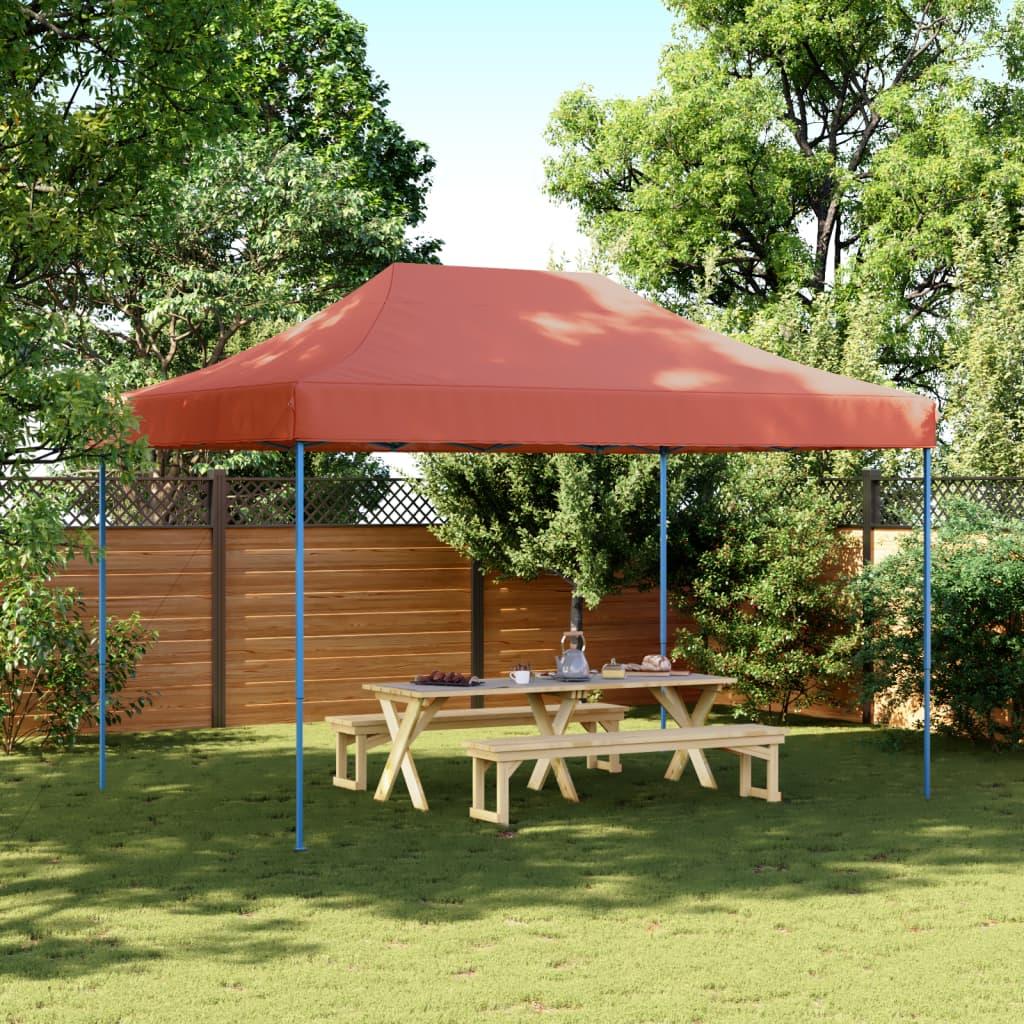 Pop op-festtelt 410x279x315 cm foldbart terracottafarvet