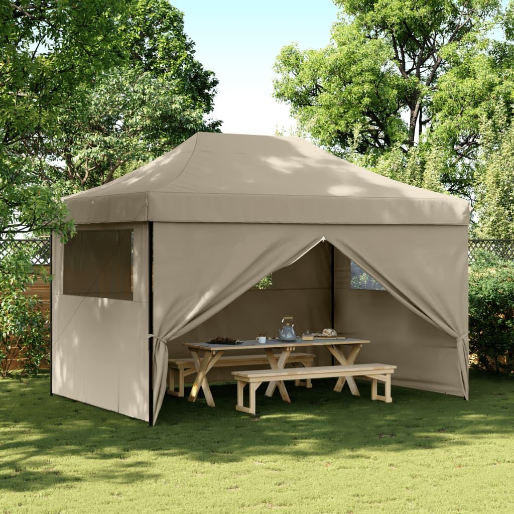 Foldbart pop up-festtelt med 4 sidevægge gråbrun